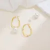 Brincos de Zircônia e Pérola Exquisitos de Luxo Leve para Mulheres Elegantes Moda Versátil Senso de Design Novos Acessórios de Orelha Elegantes Elegantes Elegantes