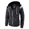 Sudadera con capucha y cremallera para hombre 2024, diseño color block primavera/otoño, forro polar, chaqueta abierta, estilo workwear