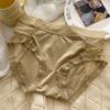 Ropa interior de seda de hielo dulce para niña, pura, sexy, con realce de cadera, transpirable, de cintura media, agradable para la piel, bragas rojas envolventes para mujer