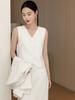 Elegante Chaleco Traje de Acetato Estilo Diosa para Mujer 2026 Nuevo Blazer Blanco Profesional con Cuello en V