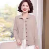 2026 Novo Tricô Solto Estilo Mãe Primavera Outono Tricô com Gola Suéter Rejuvenescedor Peça de Roupa Externa Versátil