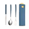 Juego de Cubiertos de Acero Inoxidable 304 Cuchara Tenedor Palillos Cuchara Tenedor Palillos Juego Estudiante Regalo para Exteriores Portátil Plegable