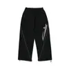 Pantalones de Chándal de Estilo Europeo y Americano de Moda con Bordado de Estrellas para Mujer con Puntada de Línea, Corte Recto Holgado, Pantalones Largos Casuales con Caída