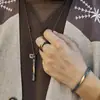 Anel Design Banhado a Prata "Fogo Fluido" para Homens, Anel Personalizado Inlaid Retro Tendência, Anel Único Feito à Mão, Venda Direta do Fabricante