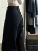 Jeans Feminino Preto de Perna Larga Soltinho Estilo Americano Petite Outono Inverno Novo Cintura Alta Emagrecimento Caimento Levemente Flare Comprimento Total