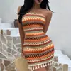 Moda Feminina Transfronteiriça Vestido Tubinho Versátil com Design que Abraça o Quadril, Cintura Marcada, Emagrecedor, Elegante Design de Renda, Vestido Sexy de Tricô Estiloso