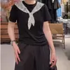Camiseta de Manga Curta com Estampa de Renda Tridimensional para Mulheres, Novo Estilo de Verão, Seca e Respirável, Versátil, Emagrecedora, Top Rejuvenescedor para Pessoas Baixas