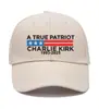 Boné de Beisebol Bordado Carta de um Verdadeiro Patriota Charlie Kirk Chapéu de Sol com Aba Curva Masculino Europeu e Americano