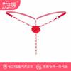 Tangas de perlas sexys encaje tentación totalmente transparente Ropa interior de entrepierna abierta para mujer sexy Estimulación de perlas entrepierna abierta Pantalones T