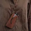 Estuche Elegante para Gafas Colgante de Cuello en Cuero PU, Funda Protectora Minimalista de Moda para Gafas con Cordón