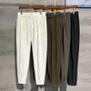Pantalones de traje estilo coreano con tobillo atado para hombre, otoño nuevo, drapeado holgado con tobillo atado y cremallera, casuales, capri, deportivos