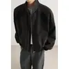 Temporada de primavera y otoño, chaqueta estilo americano de peso pesado con cuello alto, top casual para hombre de corte holgado con cremallera, prenda exterior moderna y elegante con un look fresco y sofisticado