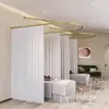 Cortina Divisória em Ferro Artístico em Forma de U Personalizada para Salão de Beleza e Centro de Bem-Estar para Cama de Terapia, Cortina de Contorno para Cama de Beleza com Haste de Suporte