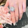 Anel de gema de flor de corte europeu Banhado a ouro 18K banhado a ouro de 10 quilates Anel de zircão de diamante de gota de água de 10 quilates