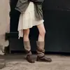Botas largas casuales por encima de la rodilla para mujer 2026 nuevas botas vaqueras con hebilla de cinturón y caña ancha, botas de equitación, botas plisadas de tacón apilado