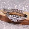 Anillo de pareja Cao Shiwish de estilo nuevo, moderno y sencillo, con circonitas cúbicas, chapado en cobre y platino.
