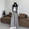 Foto real estilo coreano outono e inverno calça reta casual engrossada TR escovada de perna larga 2026 novo estilo outono e inverno calça cropped feminina