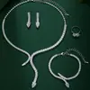 Conjunto de Joias Europeu e Americano Transfronteiriço Deslumbrante com Pedras Totais Corrente com Garra Colar Moda Conjunto de Joias com Zircônia Sintética Conjunto de Decoração
