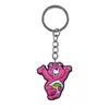 Colgante de llave de oso arcoíris al por mayor del fabricante hecho de material de goma suave de PVC, llavero grabado DIY accesorio pequeño de alta gama