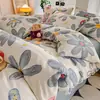 Conjunto de roupa de cama simples e amigo da pele, peça única para casa, 150x200x230 cm, capa de edredom de algodão lavado, lençol de 1,5 metro