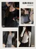 Camiseta de manga larga holgada con cuello en V de lana Tencel, top básico de color liso versátil estilo coreano para mujer con un tacto de alta gama