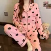 Pijama para Primavera e Outono, Conjunto de Roupa de Casa Listrado de Manga Longa para Meninas, Pode Ser Usado Fora de Casa, Atacado Transfronteiriço, Estilo Doce e Fofo