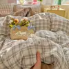 Juego de cuatro piezas de gasa de doble capa 100% algodón, grado A para maternidad e infantil, funda de edredón de algodón puro, pieza individual para cama de dormitorio de estudiante, juego de tres piezas 4