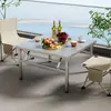 Mesa Plegable de Acero Inoxidable para Comedor en Casa, Viviendas de Alquiler, Barbacoa al Aire Libre, Puesto Portátil para Mercados Nocturnos, Mesa Cuadrada