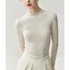 ¡Lavable en la lavadora! Suéter Base de Punto Delgado para Mujer Yangtze Yarn Extra Fino Sin Costuras Cuello Medio Alto 100% Lana