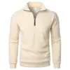 Sudadera casual de media cremallera con cuello alto, transfronteriza, moderna, simple, holgada, talla grande, sudadera de forro polar para hombre de Amazon