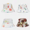 Sombrero de pescador digital de doble cara transfronterizo para hombres y mujeres, sombrero de protección solar, sombrero tipo cubo con estampado de hongos de dibujos animados para exteriores