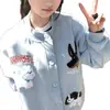 Chaqueta Cárdigan Cachorro Ins Hombres y Mujeres Nuevo Versátil Pareja Retro Americano Toalla Otoño e Invierno Sudadera Bordada Holgada