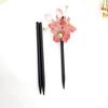 Qingqing Zijin Grampo de cabelo de sândalo Grampo de cabelo antigo Hanfu Folha de bambu Pedra natural Acessórios para cabelo Chapéus Cheongsam Chá Roupas