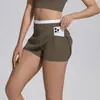 Novo Estilo Transfronteiriço Cor Nude Toque Macio Bloco de Cores Cintura Alta Costela Falso Duas Peças Saia Esportiva Anti-Exposição Saia de Tênis Roupa de Yoga