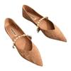 2026 Verano Nuevo Estilo Zapatos Mary Jane Planos Suaves de Gamuza de Punta Fina de Boca Baja Versátiles para Mujer Zapatos Planos para Mujer