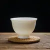 Taza de Té Gongfu Chami Fang Blanco Marfil Tazón de Té Individual Juego de Té de Cerámica Porcelana Blanca de Dehua Taza Pequeña para Cata de Té de Maestro