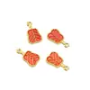 Colgante de aleación chapado en oro con goteo de aceite, abanico de plátano, accesorios para joyería DIY, piezas para pulseras y collares