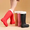 Botas de Lluvia Gruesas Impermeables Cálidas Antideslizantes de Tubo Alto para Cocina para Mujer, Zapatos de Goma para Mujer Adulta