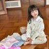 Ropa de aire acondicionado de hilo para bebé encriptado Clase A de calidad para niños y niñas, ropa para el hogar de dibujos animados transpirable para niños, traje de dos piezas