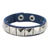 Pulseira Clássica Quadrada com Rebites de Venda Quente Transfronteiriça Personalidade Punk Couro PU Aço Inoxidável Fivela de Pressão Pulseira Pulseira