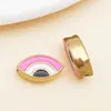 Cuentas espaciadoras de esmalte de ojo de la suerte de doble cara de acero inoxidable con cuentas estilo europeo y americano para accesorios de joyería hechos a mano DIY