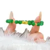 Gatito BaguetteRetro Lujo Ligero Verde Dopamina Perlas Arena Oro Pulsera Gatito Baguette Joyería de Mano Exquisita para Mujeres