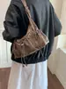 Bolsa tote vintage transfronteiriça de couro macio para mulheres, bolsa de ombro com cordão de grande capacidade, bolsa de mão e bolsa de ombro de nicho de alta qualidade