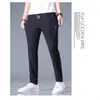 Pantalones Versátiles de Estilo Business Casual, Color Sólido, Clásico, Simple, Moderno, Holgado, Cómodo, Transpirable, Seda de Hielo, Pantalones Rectos Transpirables para Hombre