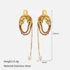 Pendientes Elegantes de Acero Inoxidable con Diseño Retro Irregular Geométrico Cuadrado Hueco Corazón de Melocotón Poker Europeos y Americanos de Nicho Venta al por Mayor