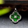 Colar de Jadeíta Birmanesa Natural Grau A Trevo de Quatro Folhas Pingente Feminino Pingente Totalmente Verde Estilo Chinês Diversidade Único em seu Tipo 9119