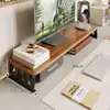 Soporte para computadora de escritorio para oficina en casa, con un elevador de monitor de doble capa y estantes de almacenamiento