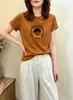 Camiseta de algodón acanalada ajustada para chica atractiva para mujer, fábrica fuente de Thirteen Lines en Guangzhou, top de manga corta, suministro exclusivo de la segunda tanda de verano