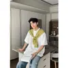 Marca da Moda Design Americano de Nicho Xadrez em Cores Contrastantes Xale Camiseta de Manga Curta Design de Verão Masculino e Feminino Top Falso de Duas Peças