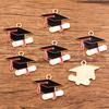 Variedad de Accesorios de Joyería Personalizados de Aleación Transfronterizos Europeos y Americanos, Dijes de Temporada de Graduación, Birrete de Doctor, Flores, Dijes de Colgante de Examen